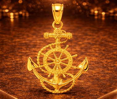 14K Ship Anchor Pendant