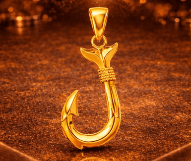 14K Fishing Hook Pendant