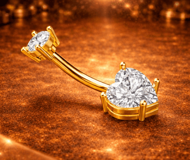 14K Heart Stone Piercing