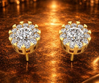 14K Men's Earring Round